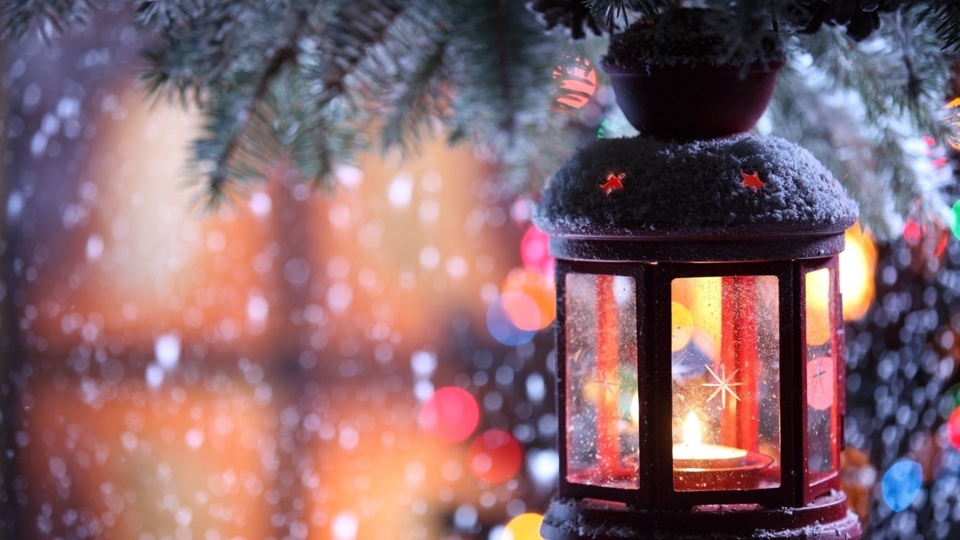 Glass Lantern Christmas Tree Snow Mac Wallpaper Download ...