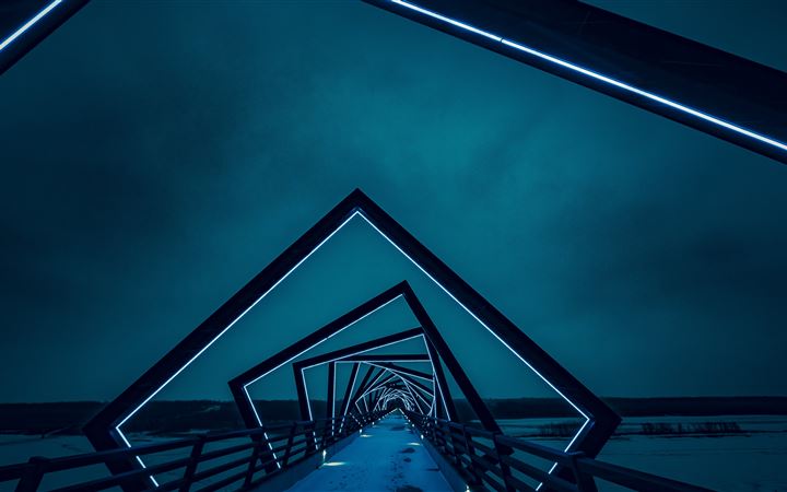 Bridge with neon lights iMac wallpaper