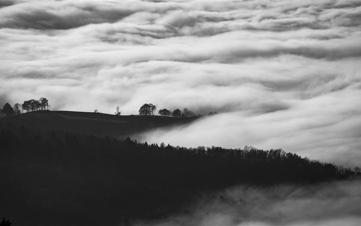 Cloudy rural hills iMac wallpaper