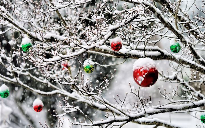 Christmas Ornaments In The Snow All Mac wallpaper
