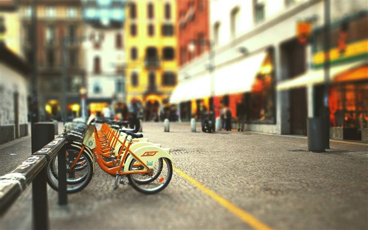 Cityscapes Streets Bicycles Blur All Mac wallpaper