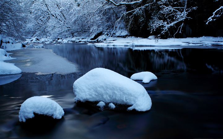 Forest River In Winter All Mac wallpaper