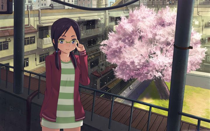 Girl And Cherry Tree All Mac wallpaper