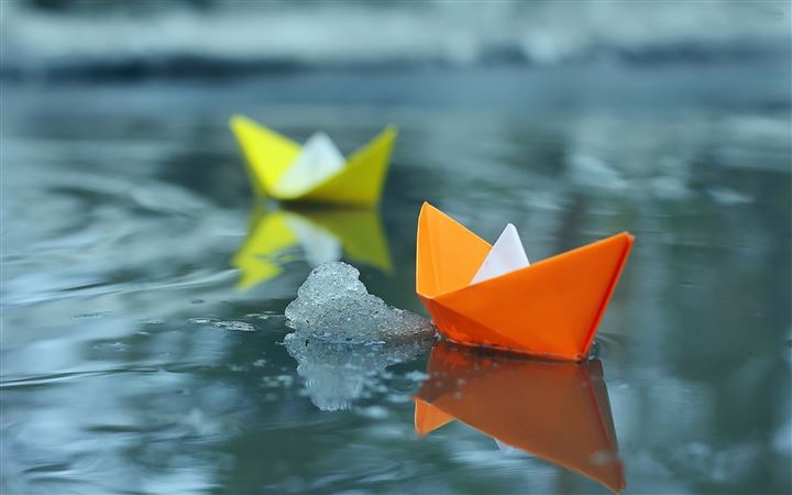 Paper Boats On Icey Lake All Mac wallpaper