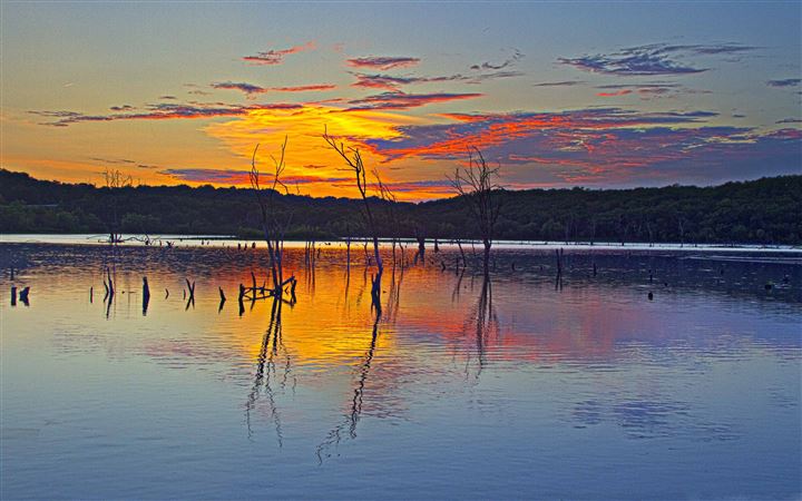 Sunset Reflection Clinton Lake All Mac wallpaper