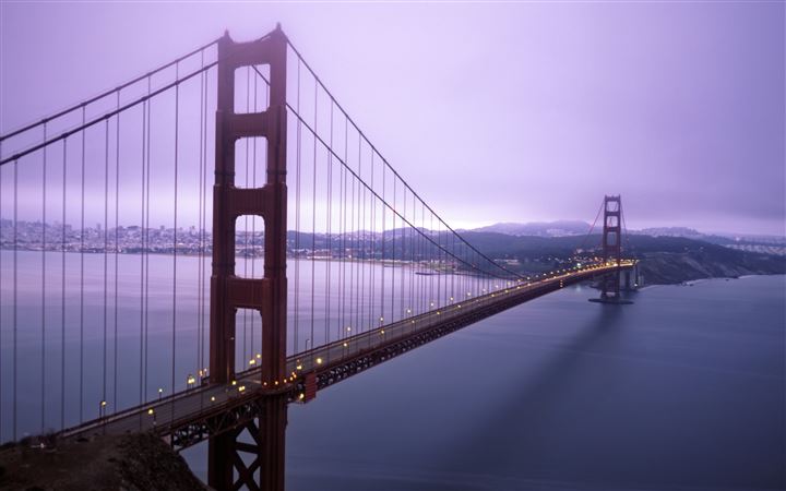 Violet Hour And Fog Surround The Golden Gate All Mac wallpaper