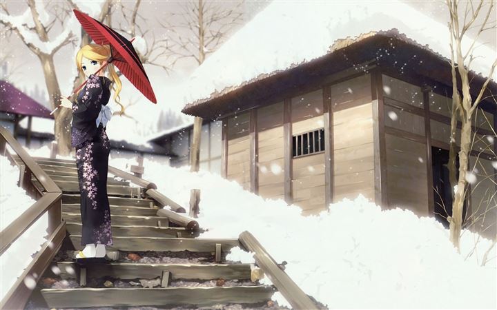 Zetsubou Sensei Winter Anime Umbrellas MacBook Air wallpaper