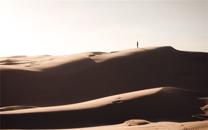 silhouette of person standing on brown sand All Mac wallpaper
