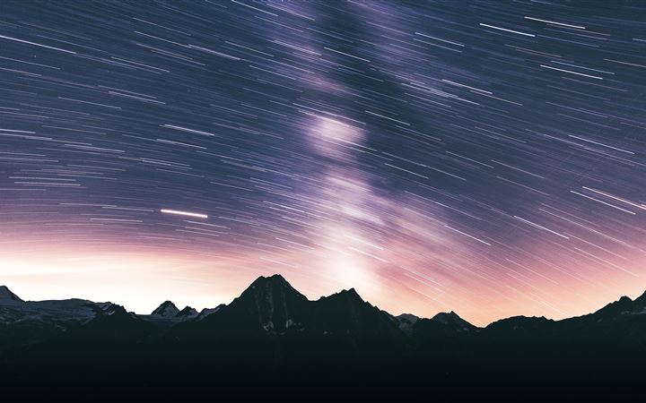 stars and mountains during night MacBook Air wallpaper