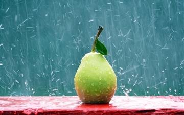 Green Pear in the Rain MacBook Air wallpaper