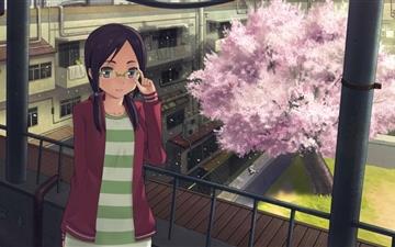 Girl And Cherry Tree All Mac wallpaper