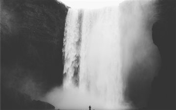 lone person with waterfal... All Mac wallpaper