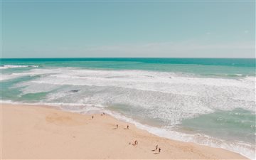 Drone view of sand beach All Mac wallpaper