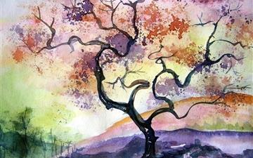 Watercolor Tree Painting All Mac wallpaper