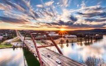 Pennybacker Bridge Sunrise Austin Texas United States All Mac wallpaper