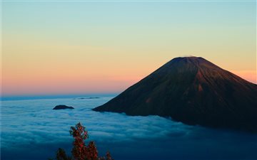 high angle photography of volcano and clouds All Mac wallpaper