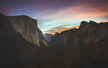 grey mountains during sunset iMac wallpaper