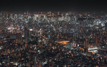 top view of lighted cityscape at night iMac wallpaper