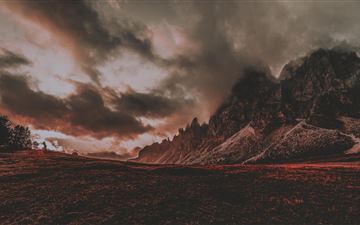 red dusk landscape mountain scenic 5k All Mac wallpaper
