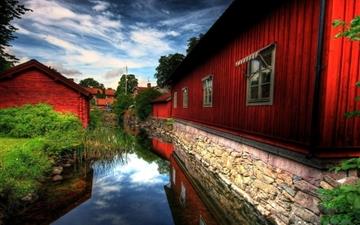 Nature River Red house All Mac wallpaper