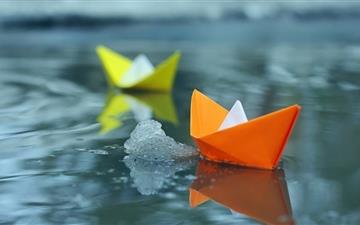 Paper Boats On Icey Lake wallpaper