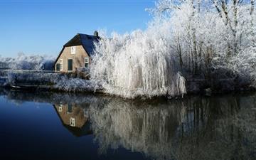 Farmhouse And Frosty Trees All Mac wallpaper