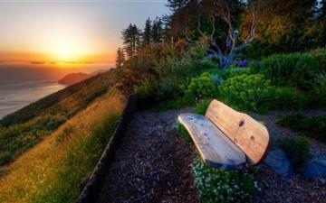 Bench With Sea View Sunset All Mac wallpaper