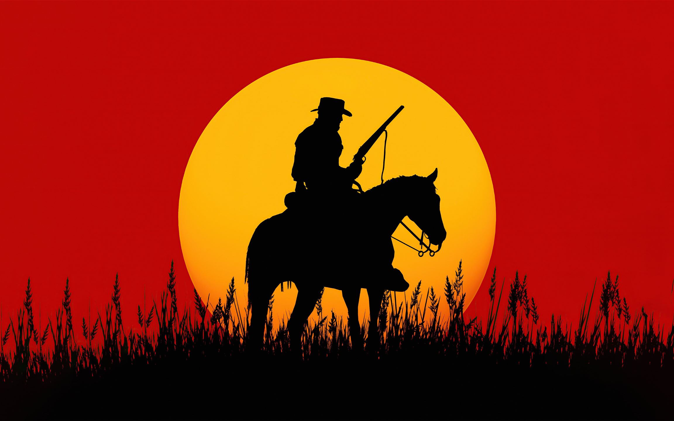 hot MacBook Air wallpaper. silhouette cowboy red dead redemption 2 5k MacBo...