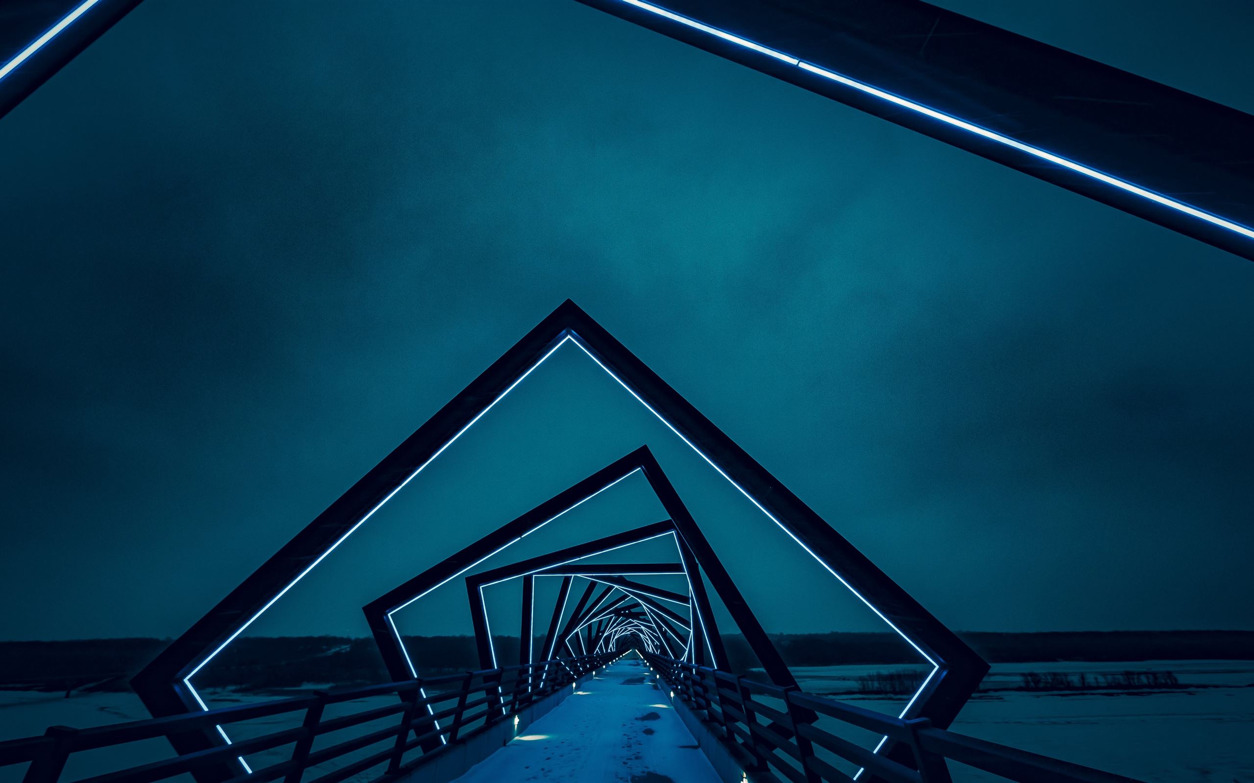 Bridge with neon lights Mac Wallpaper Download | AllMacWallpaper
