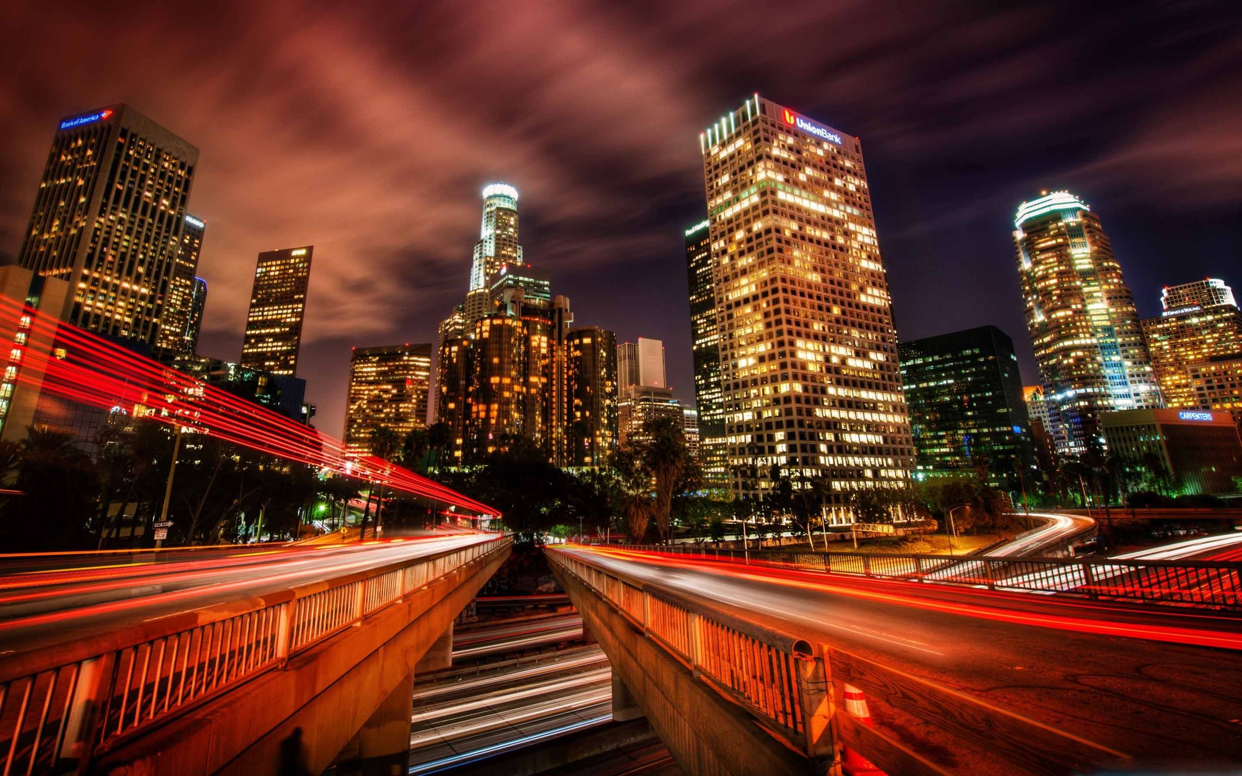 Downtown Los Angeles At Night Mac Wallpaper Download | Allmacwallpaper