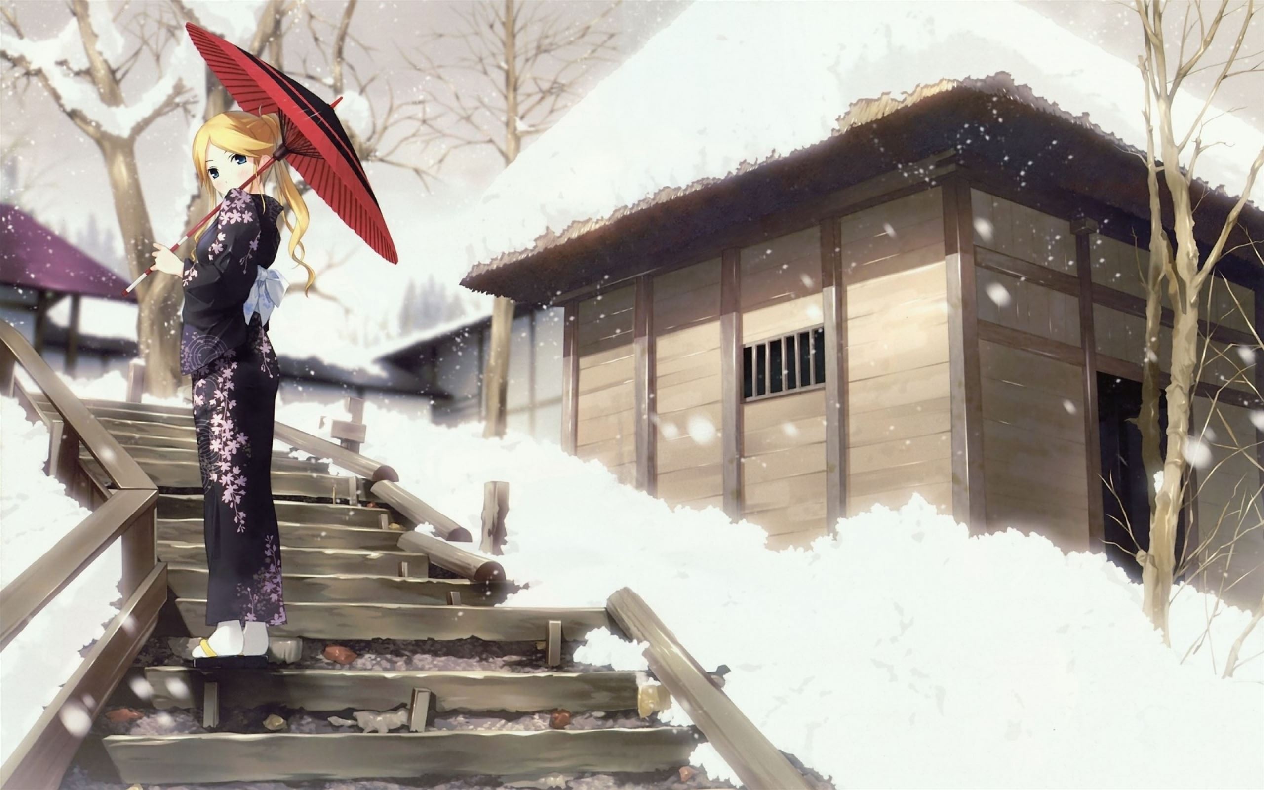 Snow Winter Anime Wallpapers  Wallpaper Cave