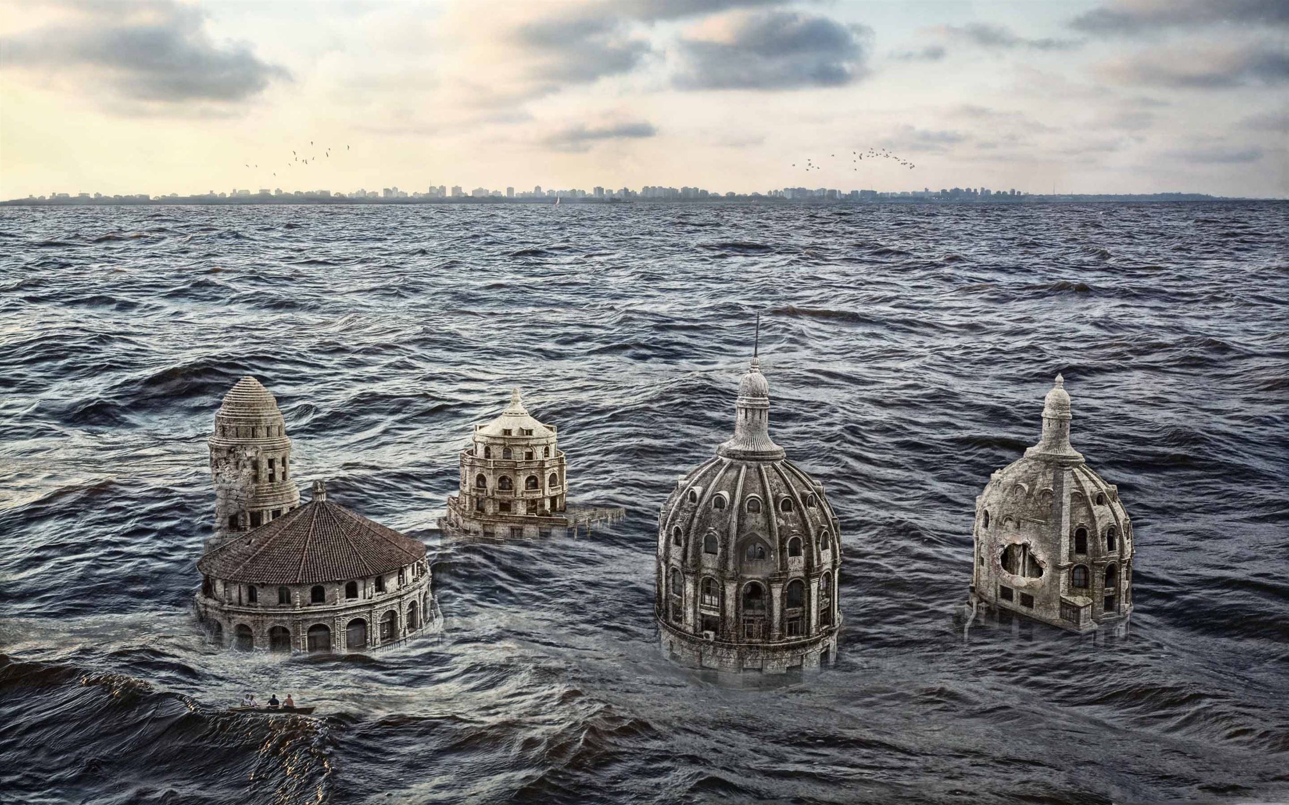 Затопленный город под водой