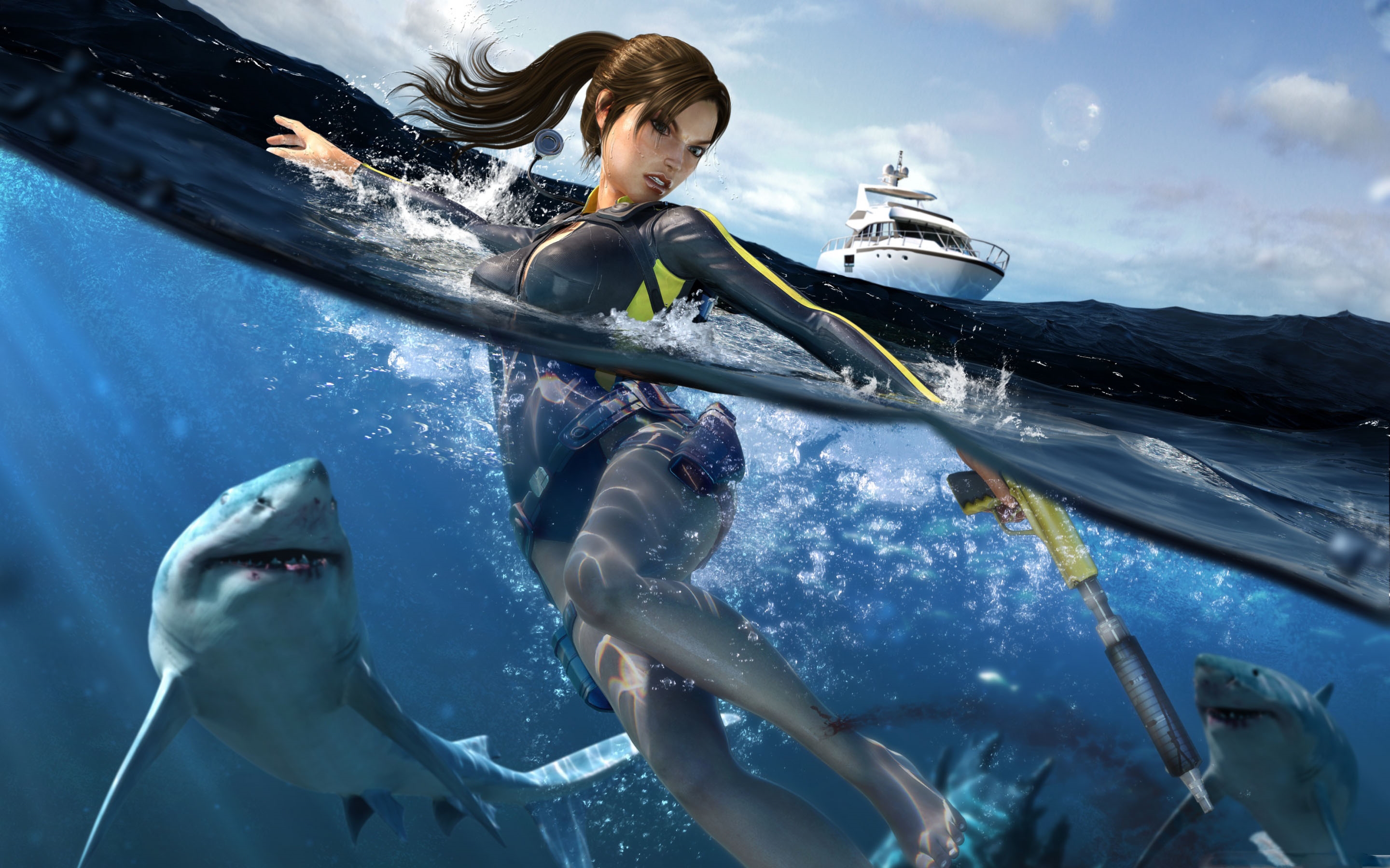 Поиграть в воде. Tomb Raider Underworld акула. Томб Райдер андерворлд. Томб Райдер акула.