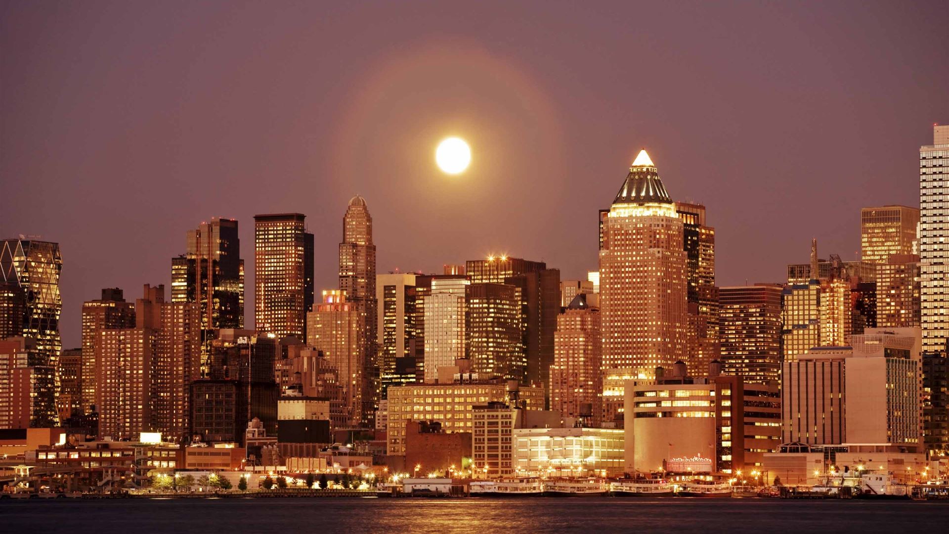 Moon Over New York Mac Wallpaper Download | AllMacWallpaper