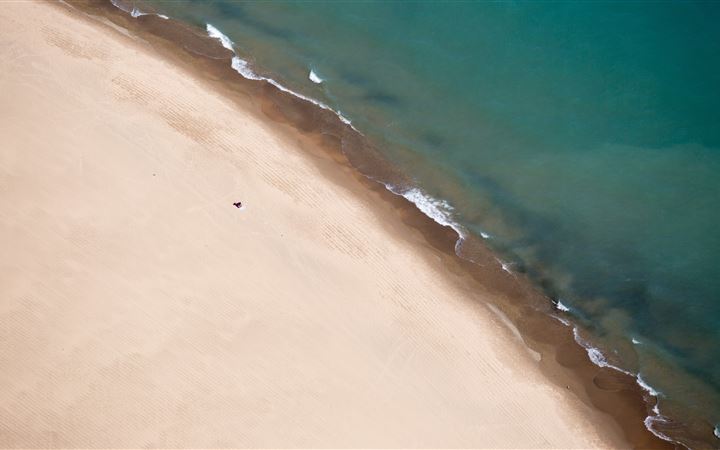 Drone view of sand shorel... iMac wallpaper