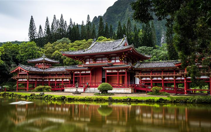 Red Japanese temple iMac wallpaper