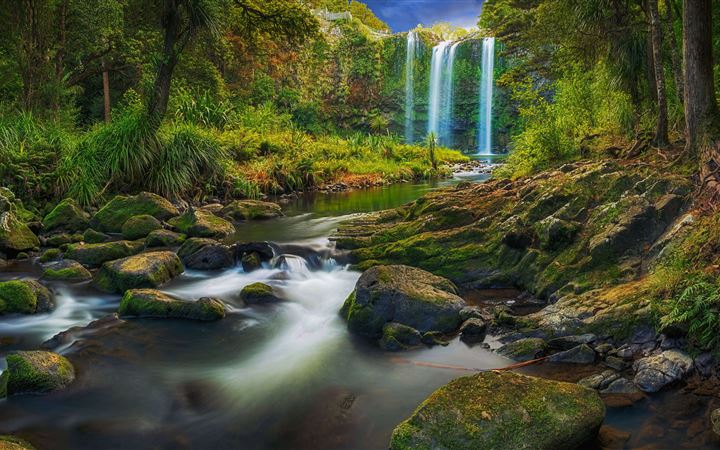 a waterfall flowing through a subtropical forest 8 iMac wallpaper