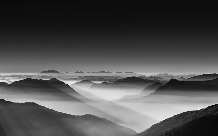 haze mountain landscape monochrome 5k iMac wallpaper