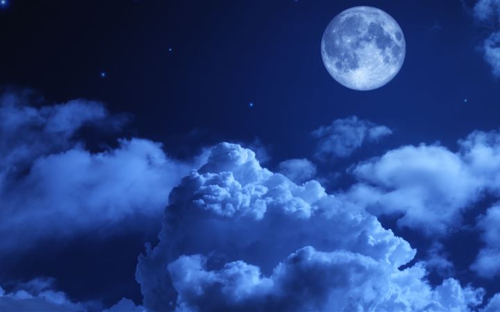 moon night sky clouds 5k iMac wallpaper