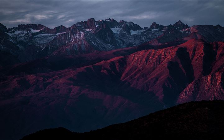 red mountain range highlands 8k iMac wallpaper