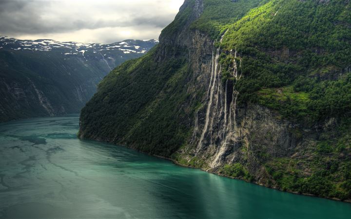 seven sisters waterfall geirangerfjord iMac wallpaper