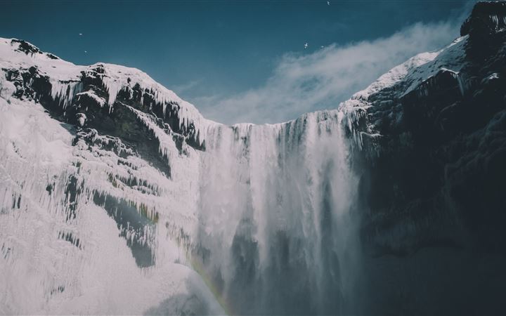 waterfalls under blue sky iMac wallpaper