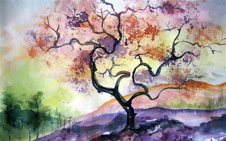 Watercolor Tree Painting All Mac wallpaper