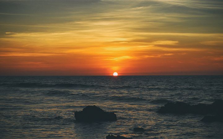 beach sunset sea sunrise 5k All Mac wallpaper