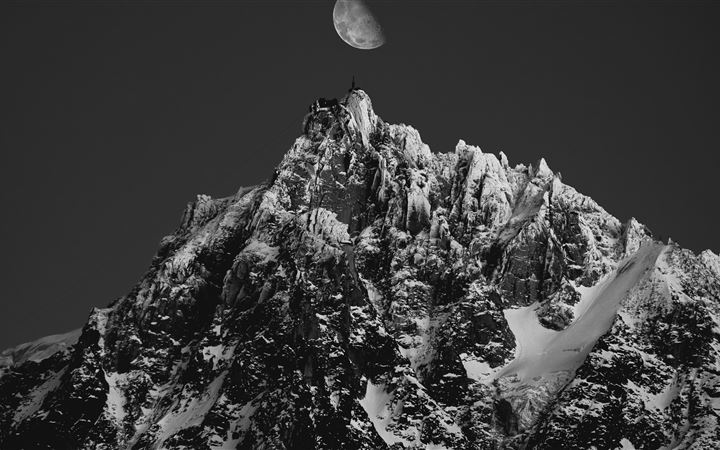 grayscale photo of mountain range All Mac wallpaper