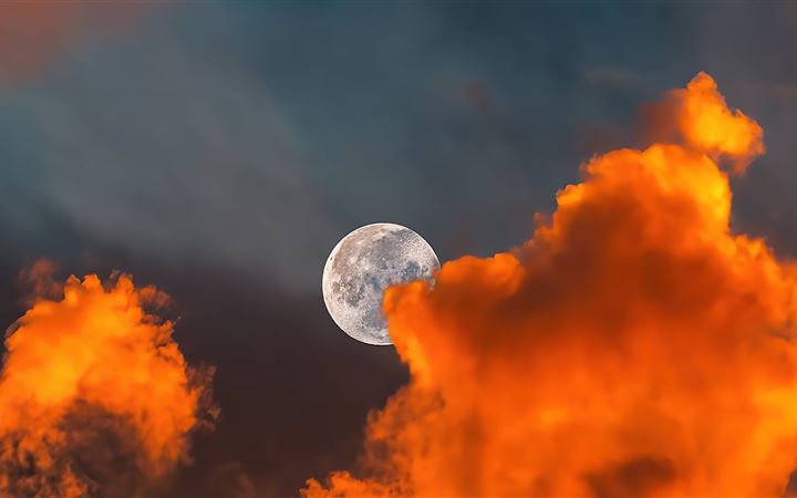 moon covered in clouds 5k All Mac wallpaper
