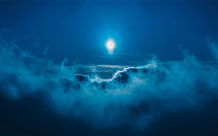 moon night landscape clouds 5k All Mac wallpaper