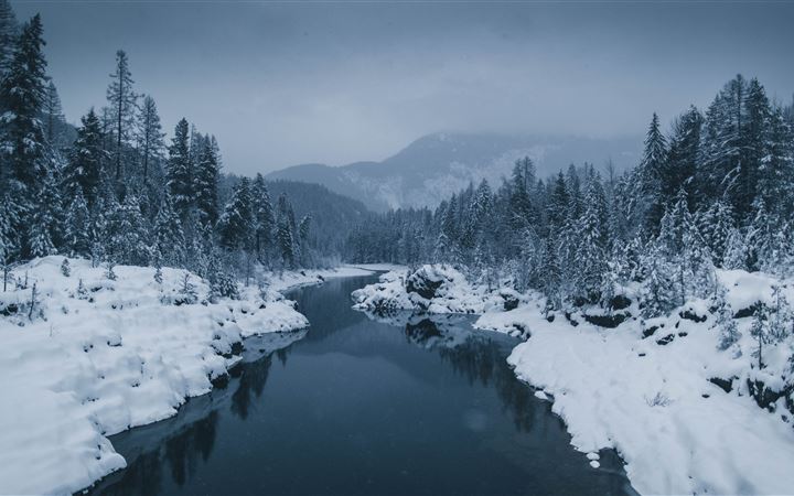 river surrounded by snow ... All Mac wallpaper
