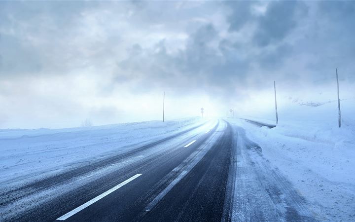 road covered with snow storm winter season 4k 5k All Mac wallpaper