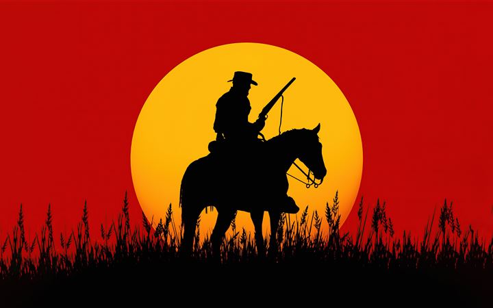 silhouette cowboy red dead redemption 2 5k All Mac wallpaper